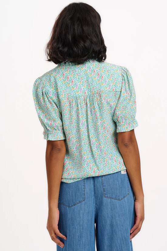 Load image into Gallery viewer, Sugarhill Brighton Virginia Shirred Top - Off-White/Multi, Garden Waves
