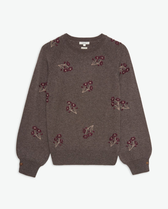 Yerse WOOL-BLEND SWEATER WITH EMBROIDERED FLOWERS