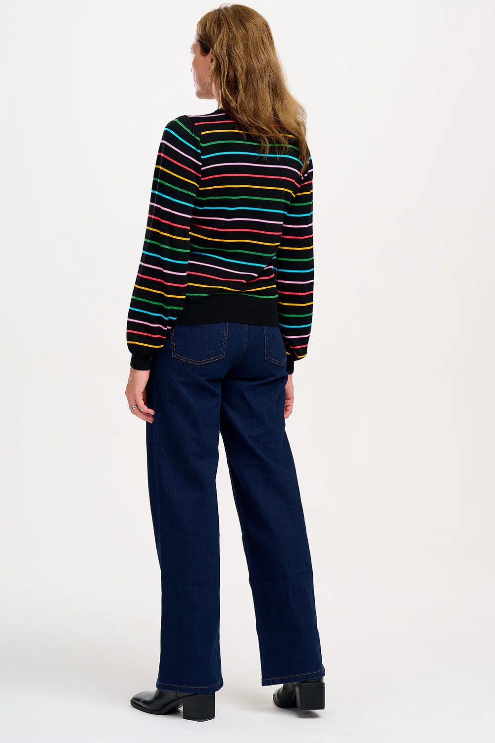 Sugarhill Brighton  Madeline Jumper - Black, Rainbow Stripes