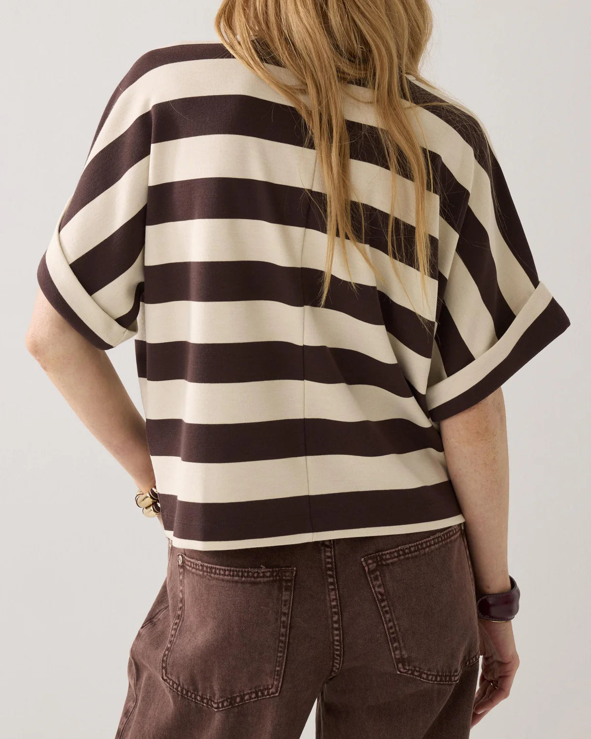 Summum Woman STRIPED HEAVY JERSEY TOP