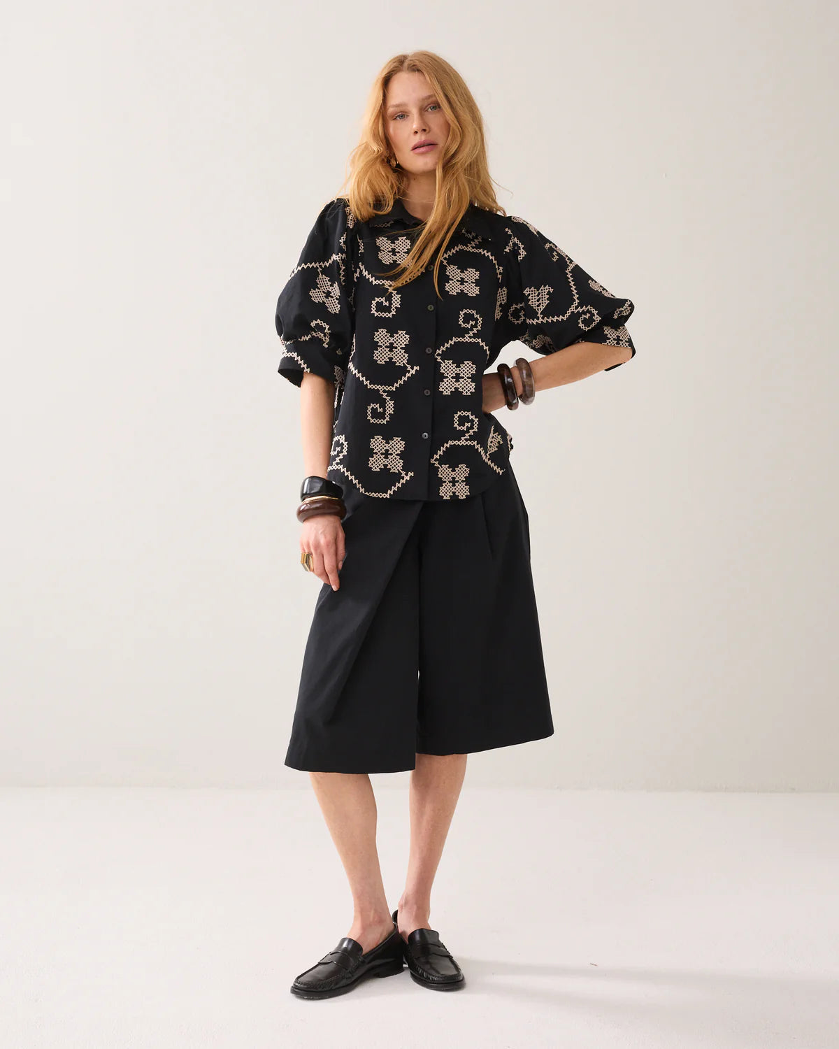 Summum Woman EMBROIDERED BLOUSE WITH CONTRAST