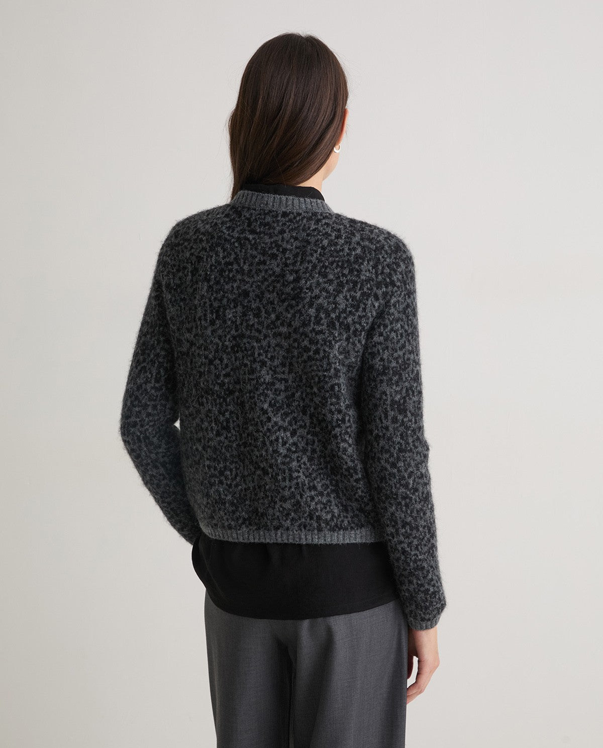 Yerse GREY LEOPARD-PRINT CARDIGAN