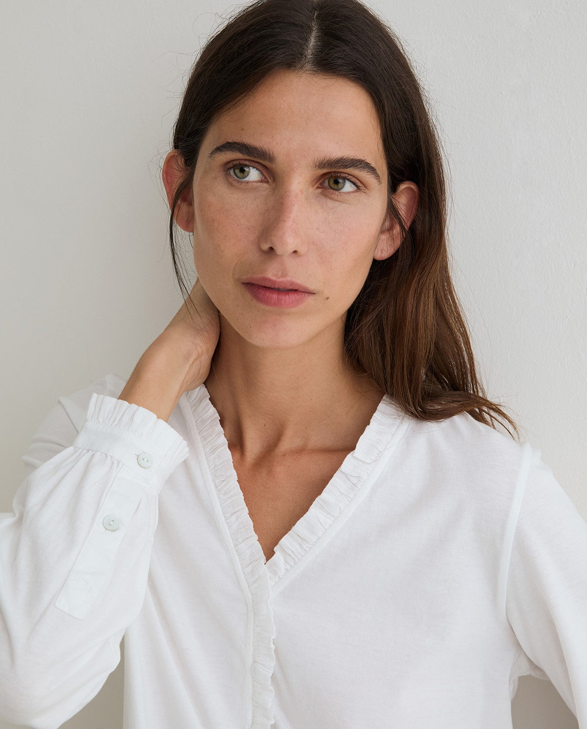Yerse RUFFLED T-SHIRT White