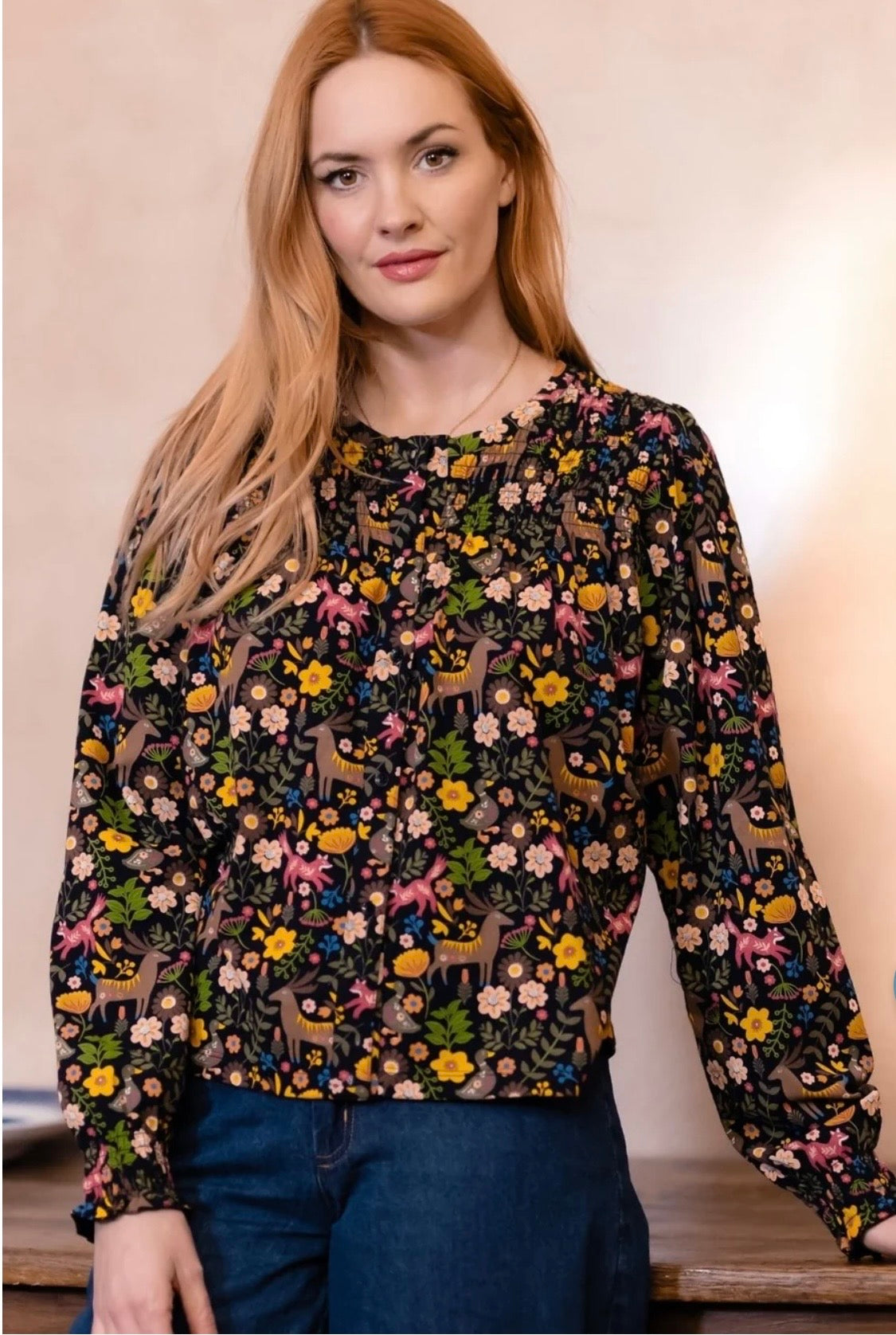 Sugarhill Brighton  Juliet Blouson Sleeve Jersey Top
Black Forest