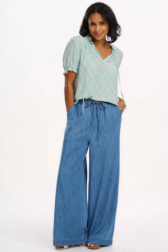 Load image into Gallery viewer, Sugarhill Brighton Virginia Shirred Top - Off-White/Multi, Garden Waves
