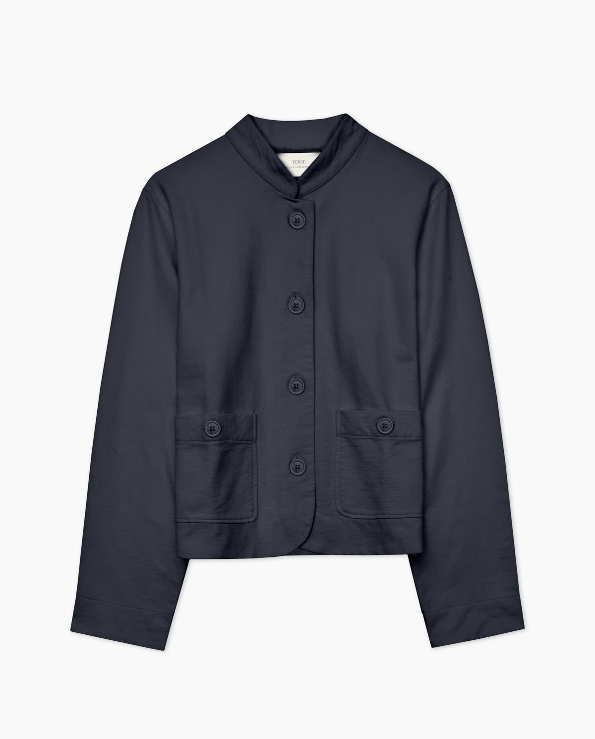 Yerse jacket DARK BLUE MAO-NECK SHORT JACKET