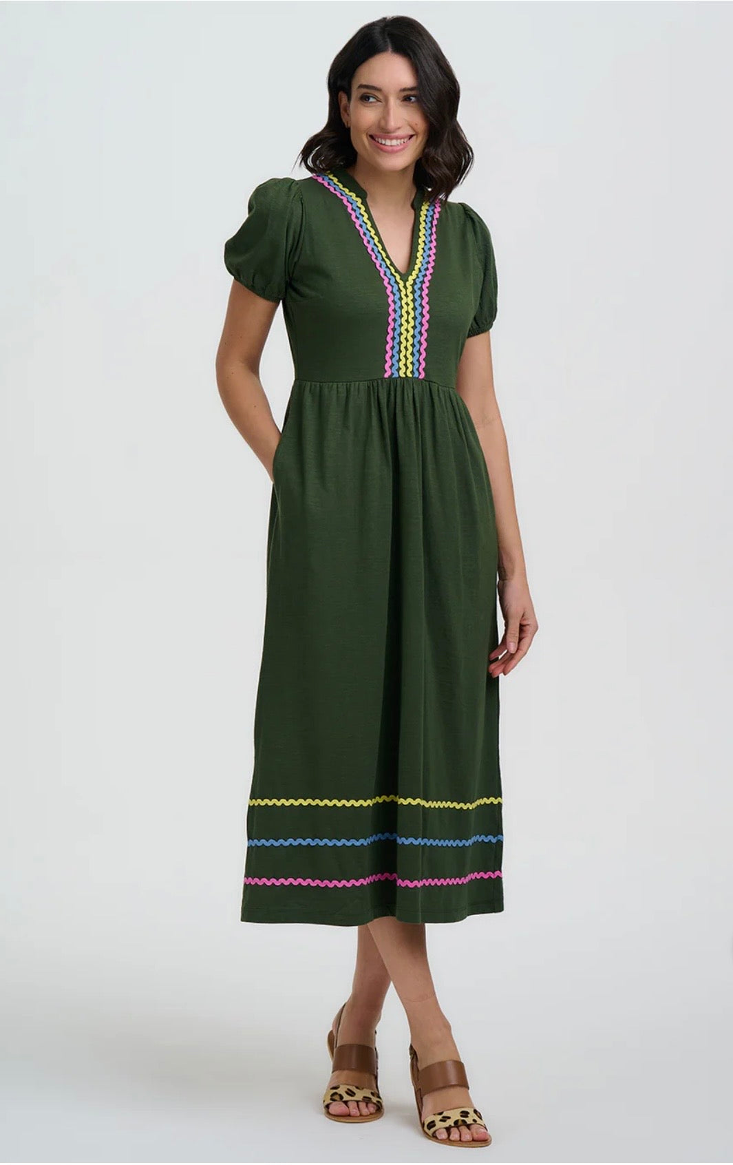 Sugarhill Brighton Renee Jersey Midi Dress - Olive, Ric Rac