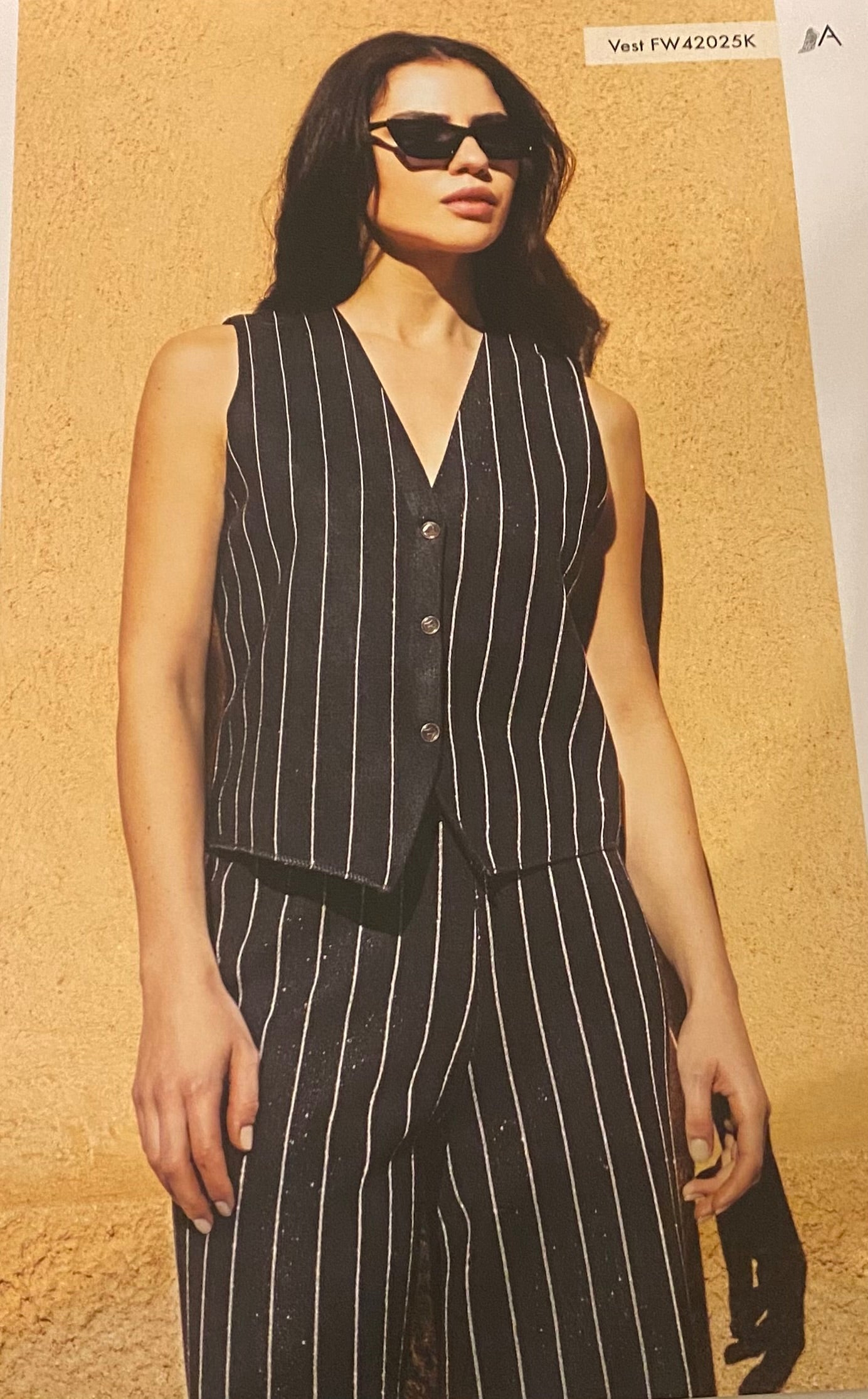 Aggèl Pin-stripe wool-lurex vest