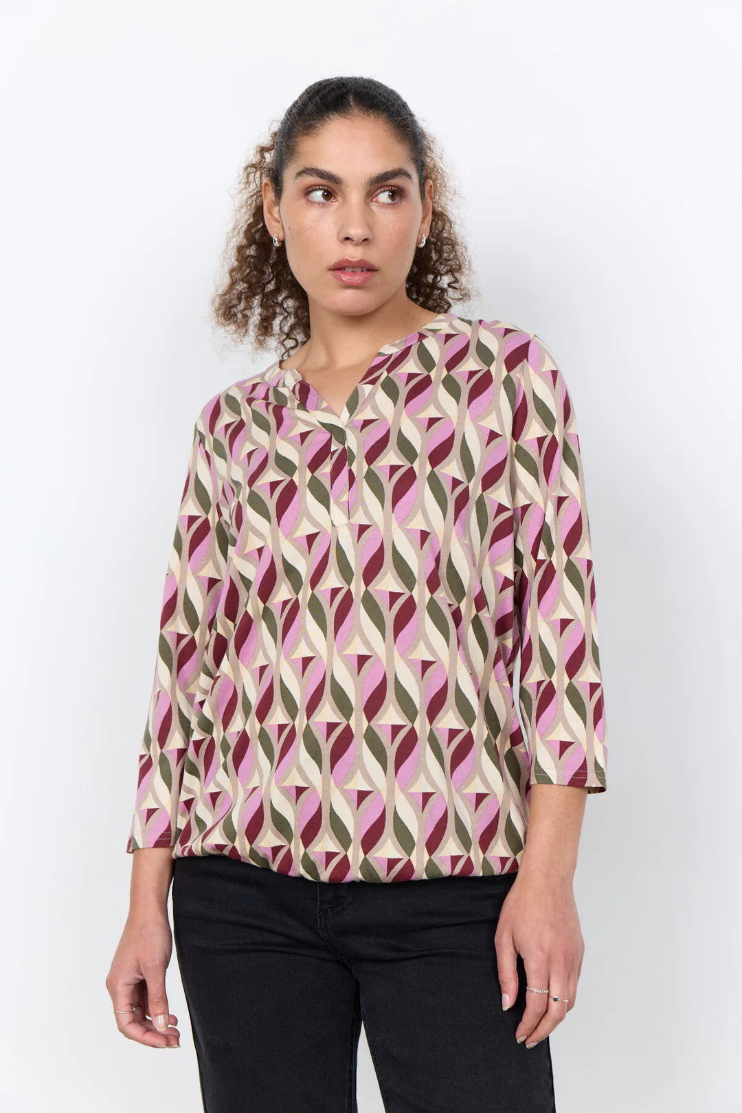 Soya Concept SC-FELICITY AOP 552 BLOUSE DARK RED