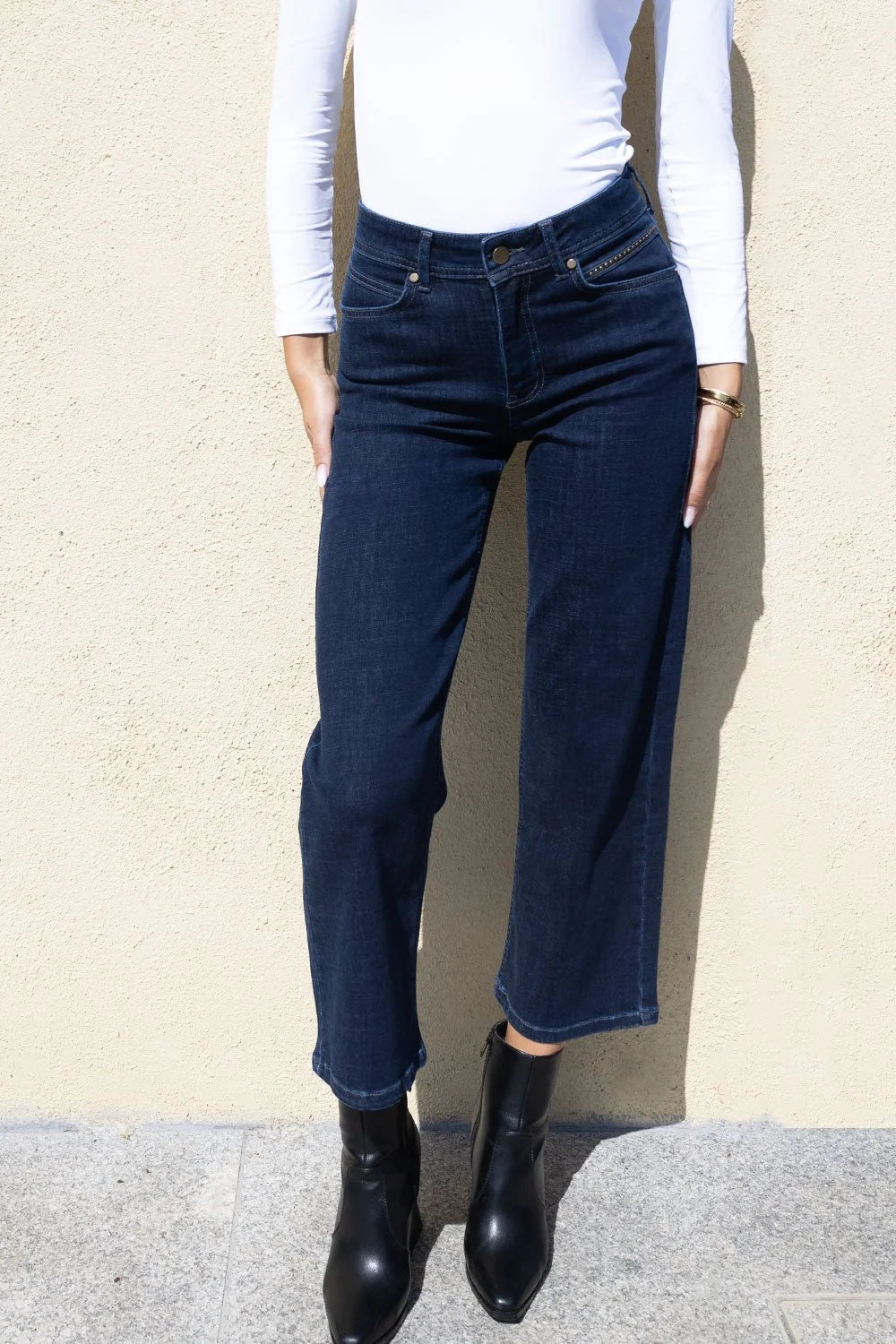 No2mor0 Napoli Wide Leg Denim Trouser - 27" Leg Indigo