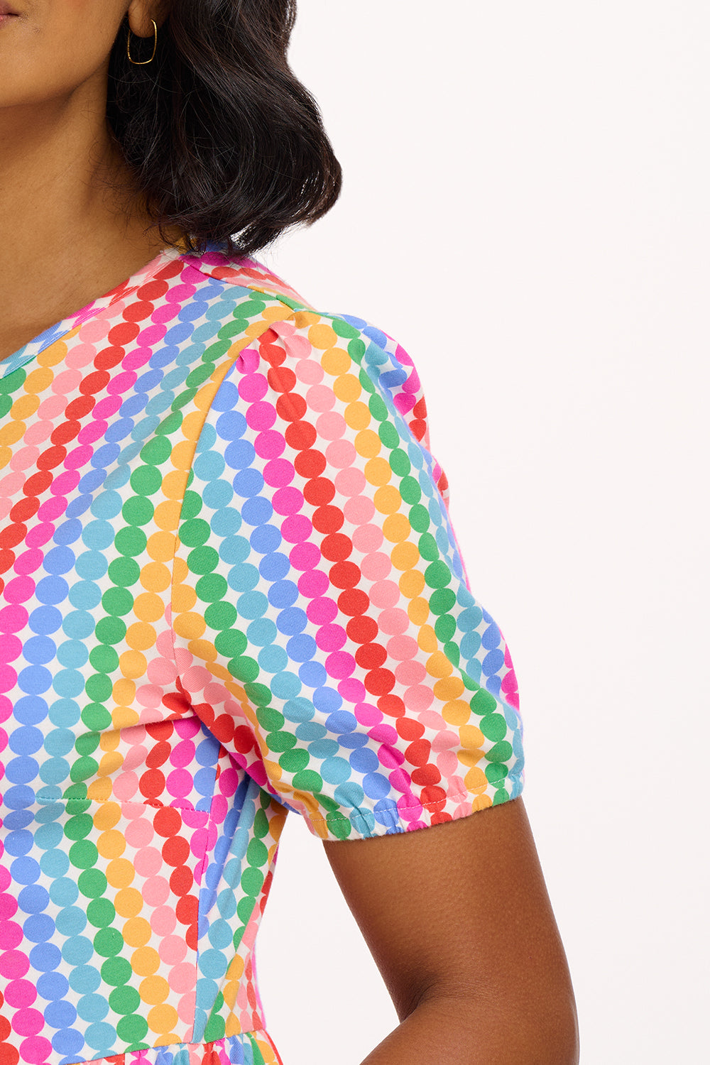 Sugarhill Brighton Minerva Midi Jersey Tiered Dress - Multi, Rainbow Circles