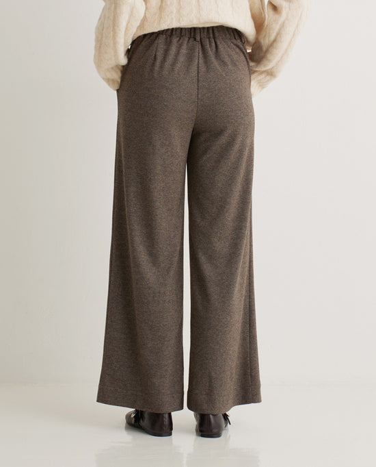 Yerse LIGHT-BROWN WIDE KNIT TROUSERS