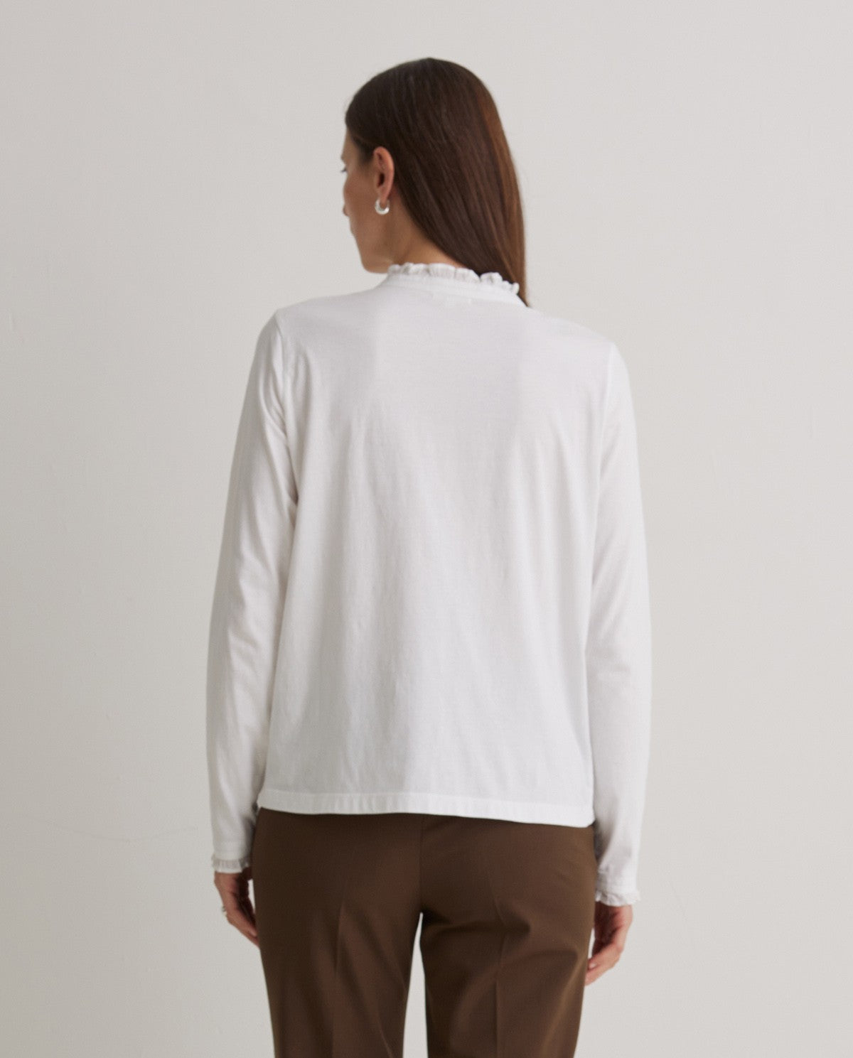 Yerse Navy  100% COTTON T-SHIRT WITH RUFFLES