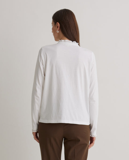 Yerse Navy  100% COTTON T-SHIRT WITH RUFFLES