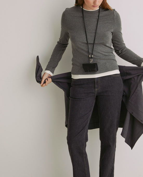 Yerse GREY T-SHIRT WITH OVERLAY NECK