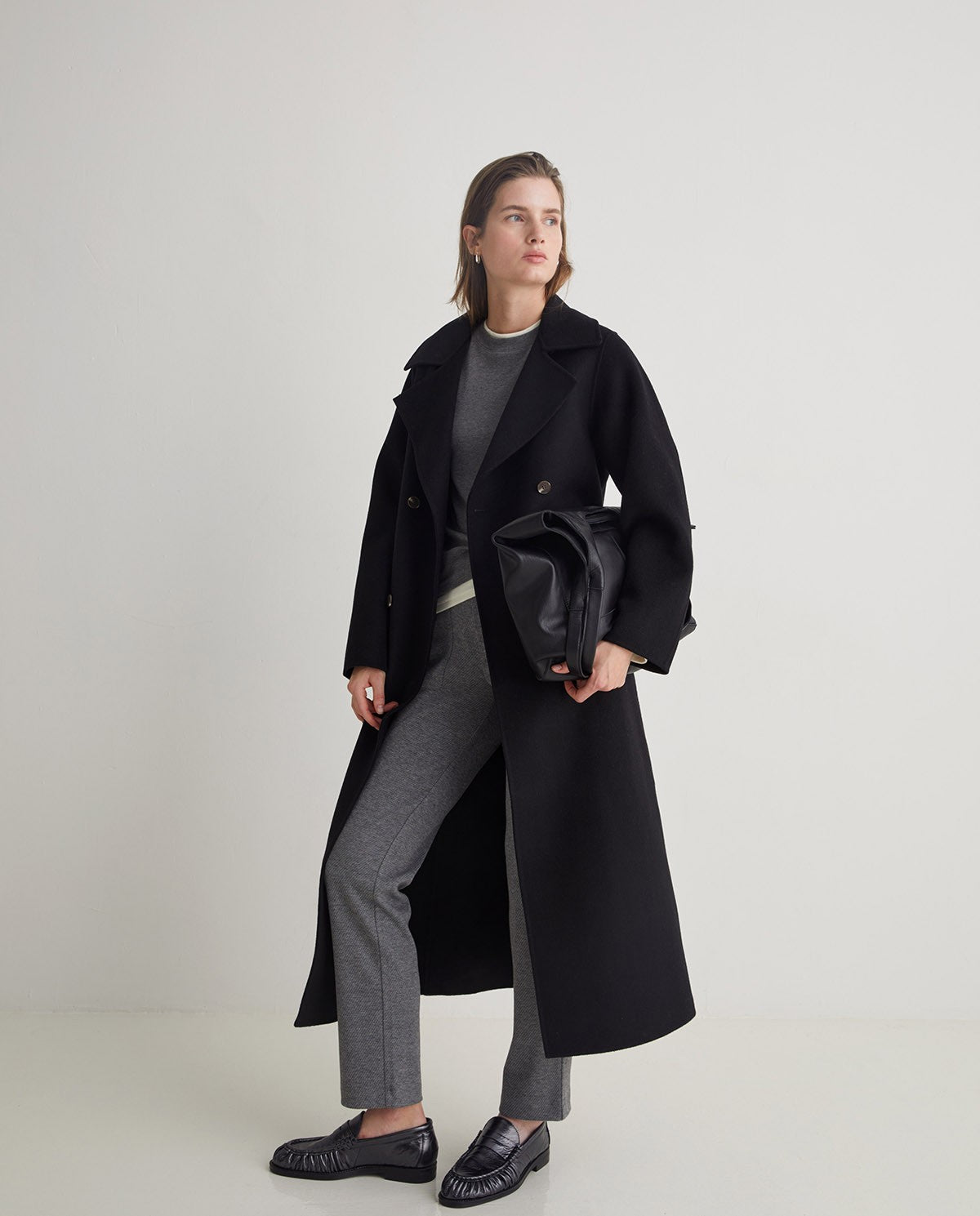 Yerse ANTHRACITE REGULAR-FIT FLANNEL TROUSERS