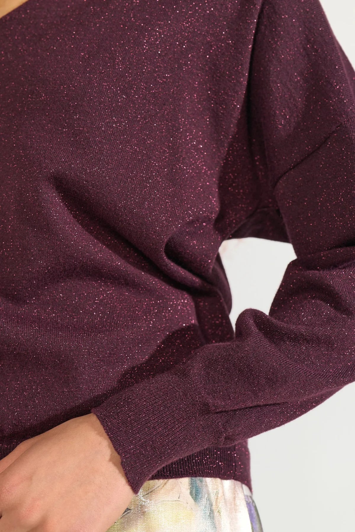 Numph NUDAYLETTA LUREX V-NECK PULLOVER - Fig
