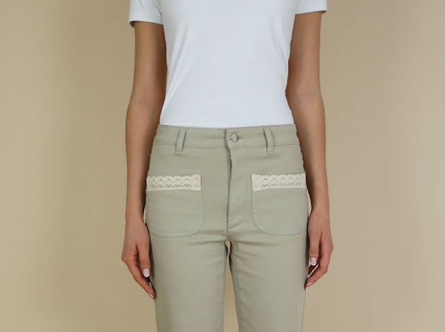 No2mor0 Roxy Straight Leg Trouser - 26" Leg Sand