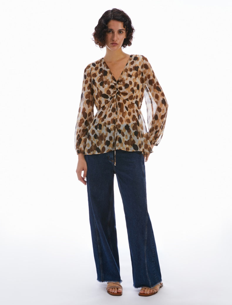 Pennyblack Spotted georgette blouse navy