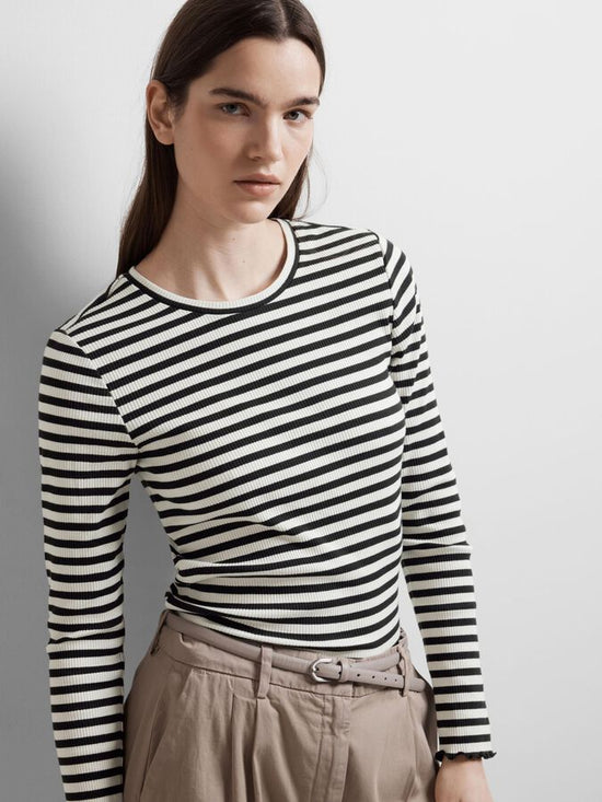 Selected/Femme STRIPED LONG-SLEEVED T-SHIRT Black