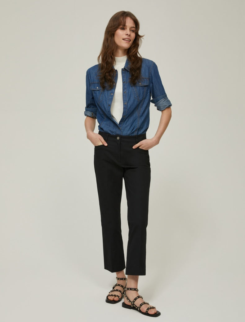 Pennyblack Stretch cotton mini flare trousers Black