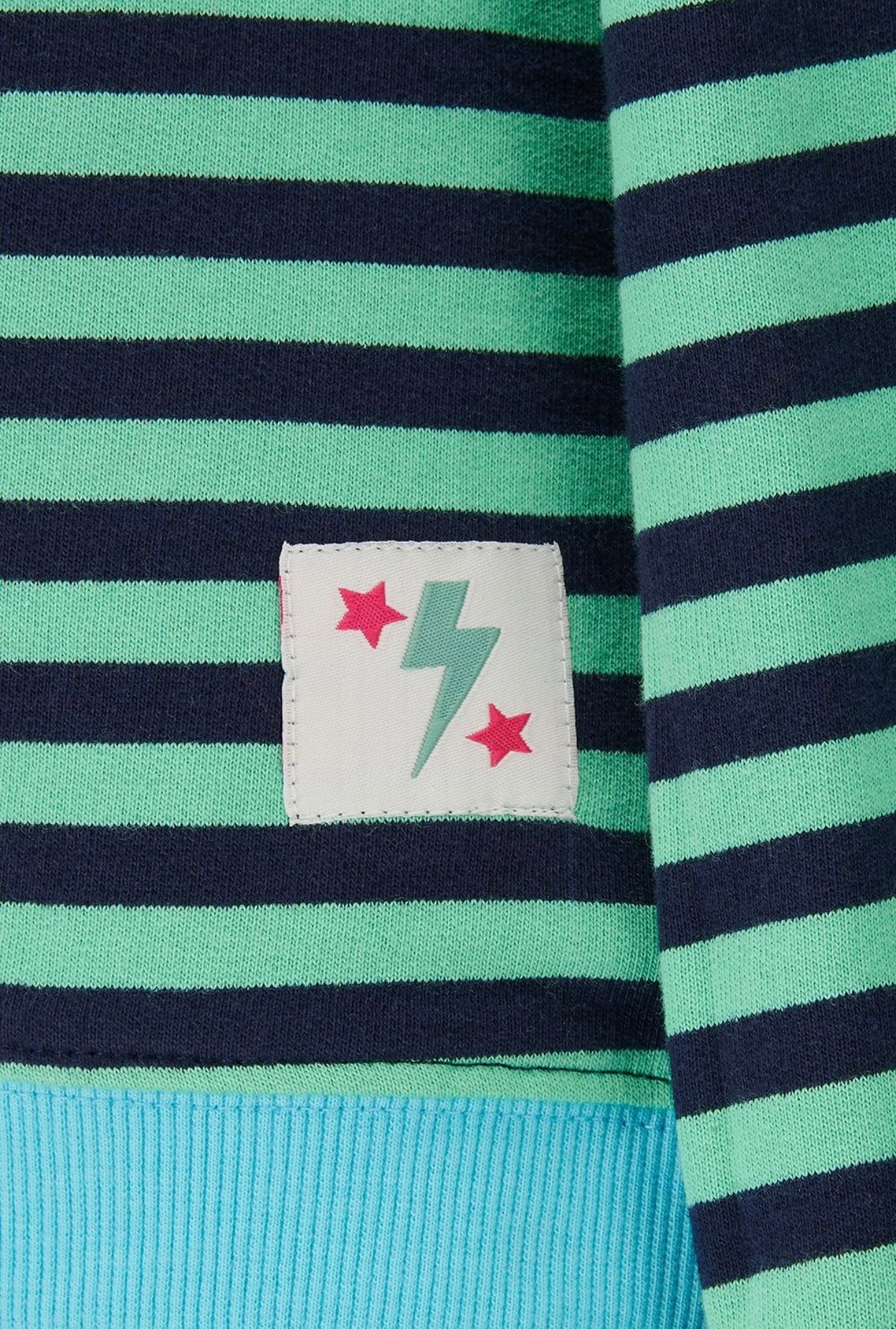 Sugarhill Brighton Mindy Blouson Sleeve Sweatshirt - Navy/Green, Stripe Contrast Rib