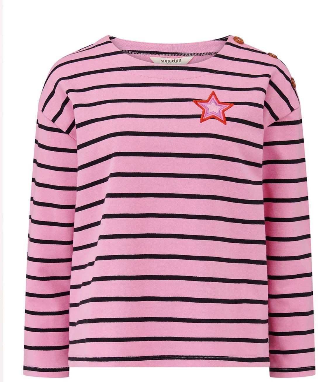 Sugarhill Brighton Celine Breton Top - Pink/Black, Star