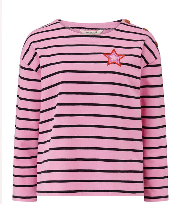 Sugarhill Brighton Celine Breton Top - Pink/Black, Star