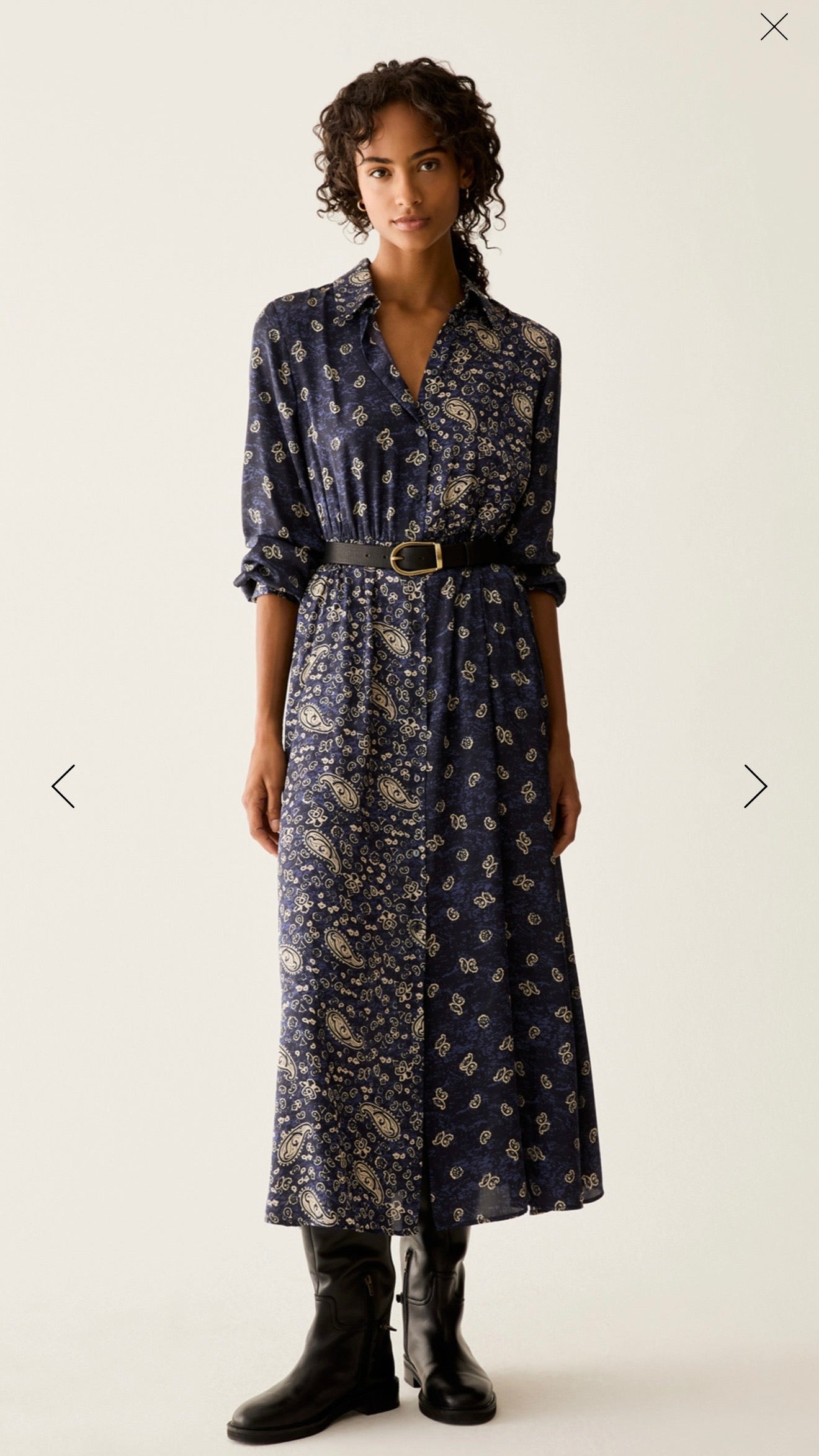 Pennyblack Paisley satin shirt dress - NAVY