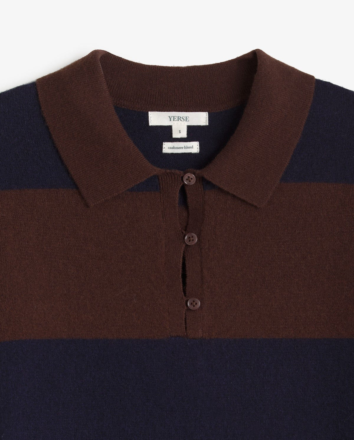 Yerse STRIPED FINE-KNIT POLO SWEATER