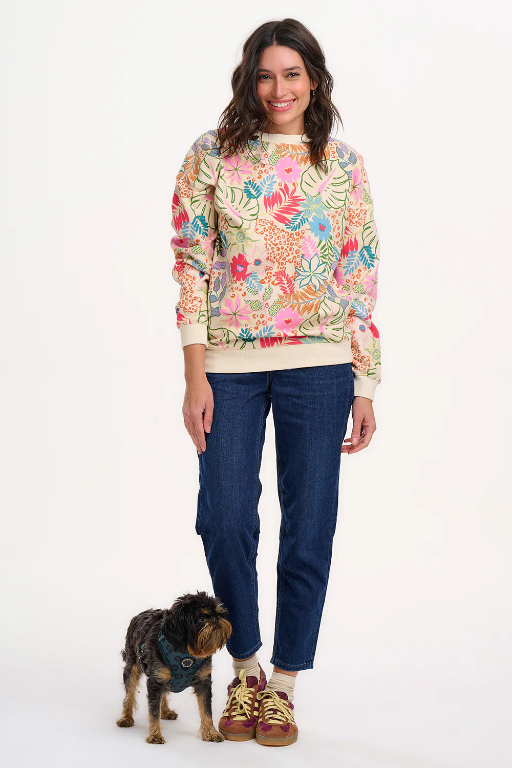 Sugarhill Brighton Eadie Relaxed Sweatshirt - Off-White/Multi, Painted Jungle