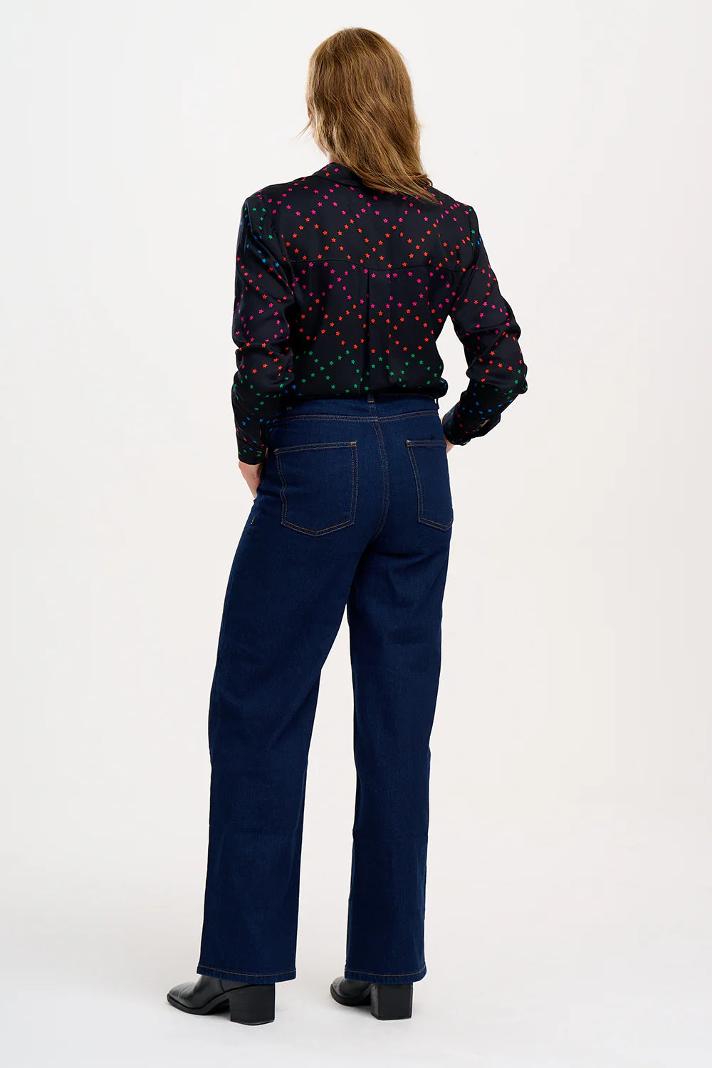 Sugarhill Brighton Alora Shirt - Black, Rainbow Star Lattice