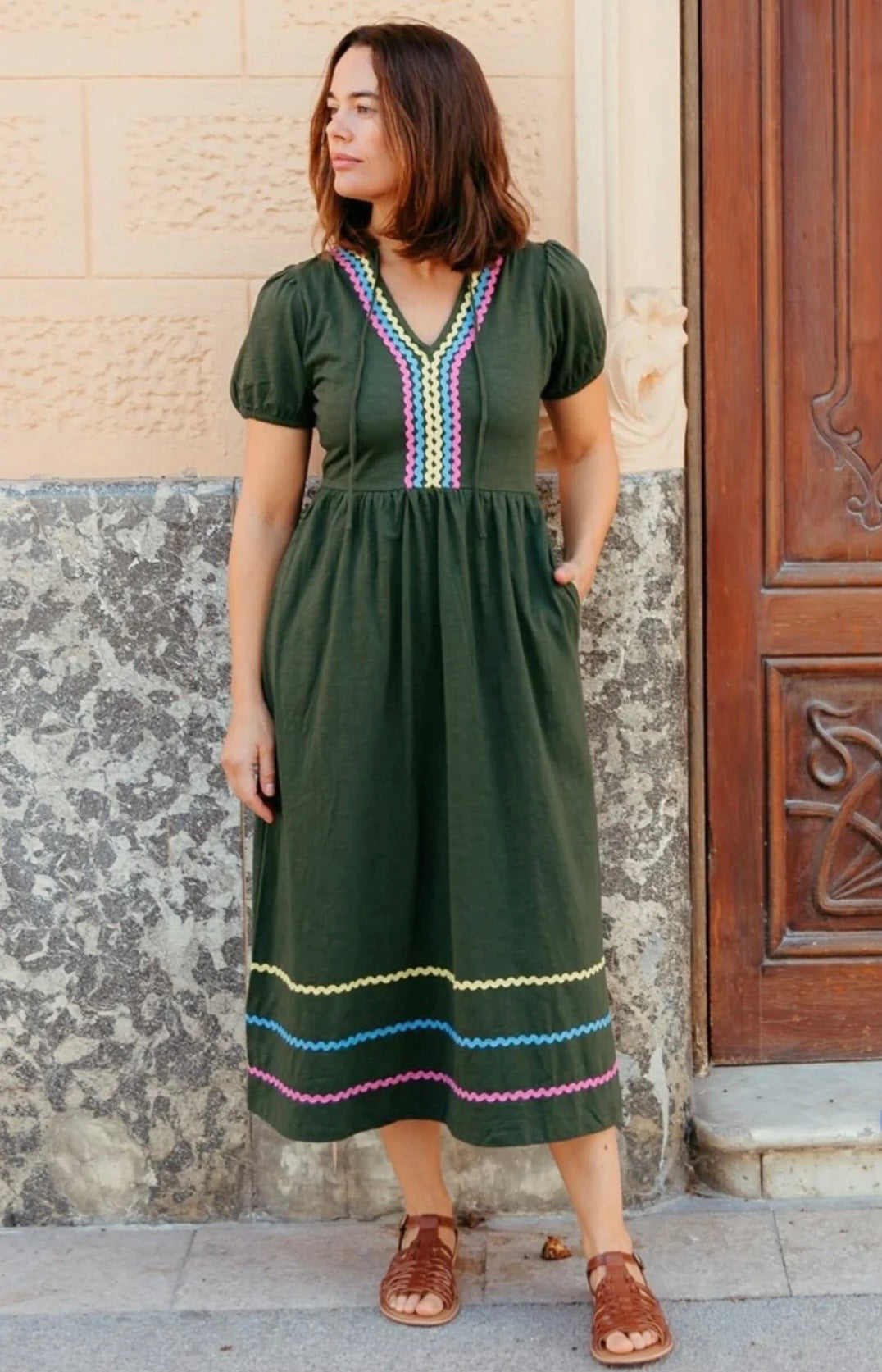 Sugarhill Brighton Renee Jersey Midi Dress - Olive, Ric Rac