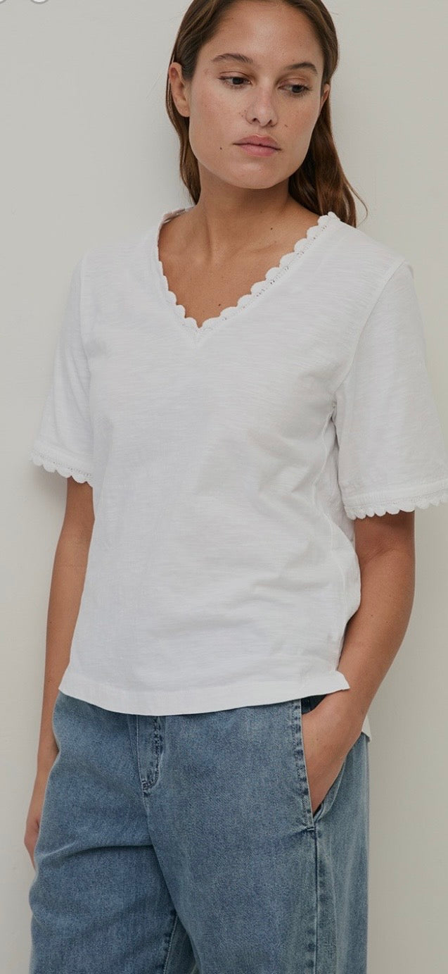 Yerse T-SHIRT WITH CROCHET ACCENTS/Blue