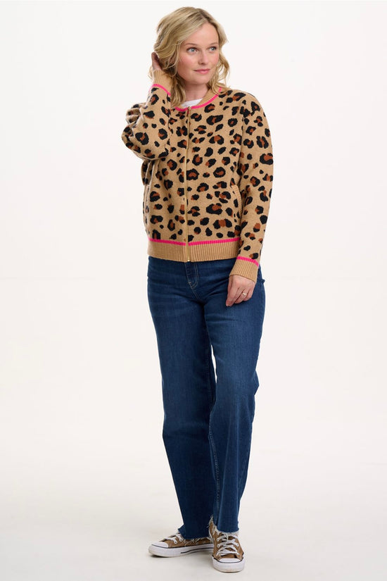 Sugarhill Brighton Solana Knitted Bomber - Tan/Black, Natural Leopard