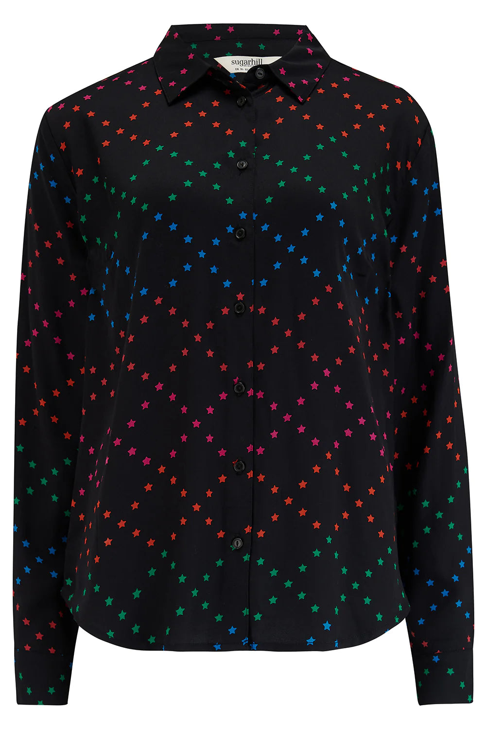 Sugarhill Brighton Alora Shirt - Black, Rainbow Star Lattice