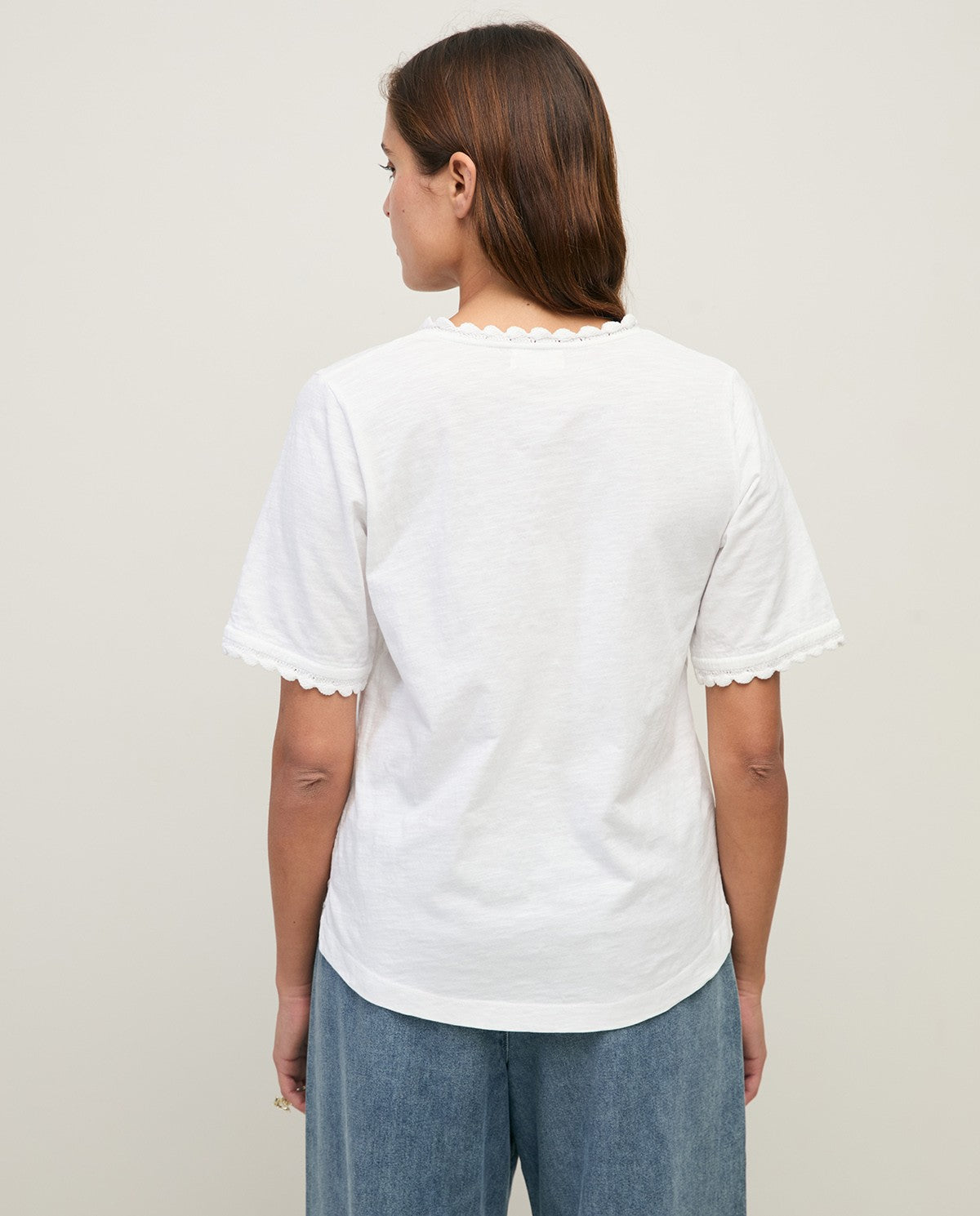 Yerse T-SHIRT WITH CROCHET ACCENTS/Blue