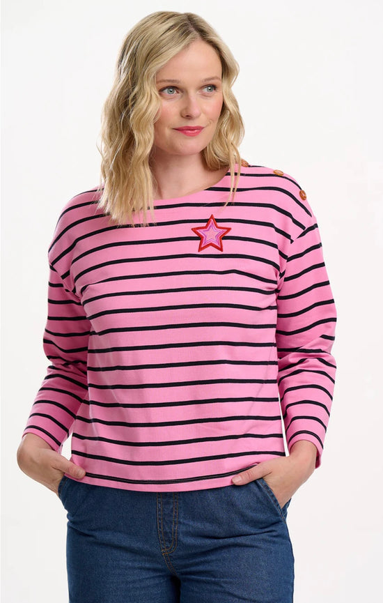 Sugarhill Brighton Celine Breton Top - Pink/Black, Star