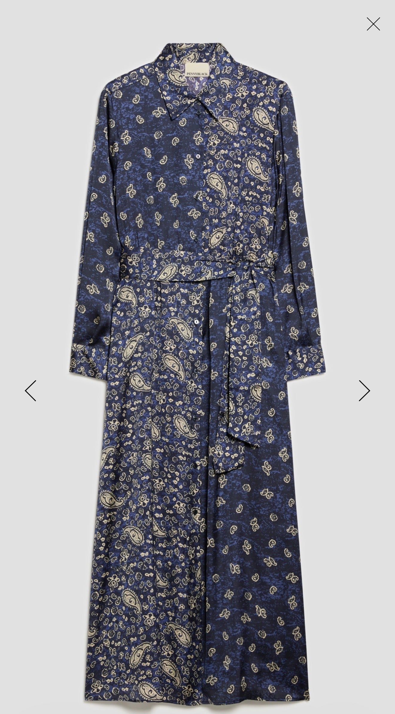 Pennyblack Paisley satin shirt dress - NAVY