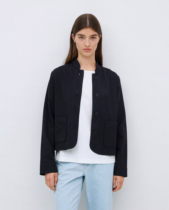 Load image into Gallery viewer, Yerse jacket DARK BLUE MAO-NECK SHORT JACKET
