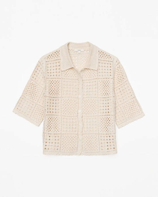 Load image into Gallery viewer, Yerse ECRU CROCHET-EFFECT CARDIGAN
