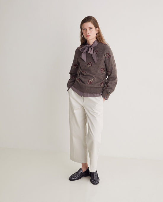 Yerse WOOL-BLEND SWEATER WITH EMBROIDERED FLOWERS