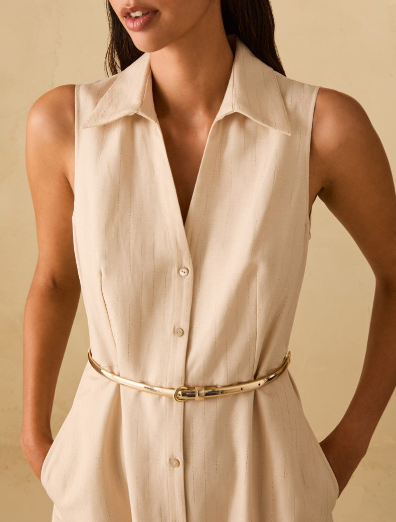 Pennyblack Lamé pinstriped shirt dress