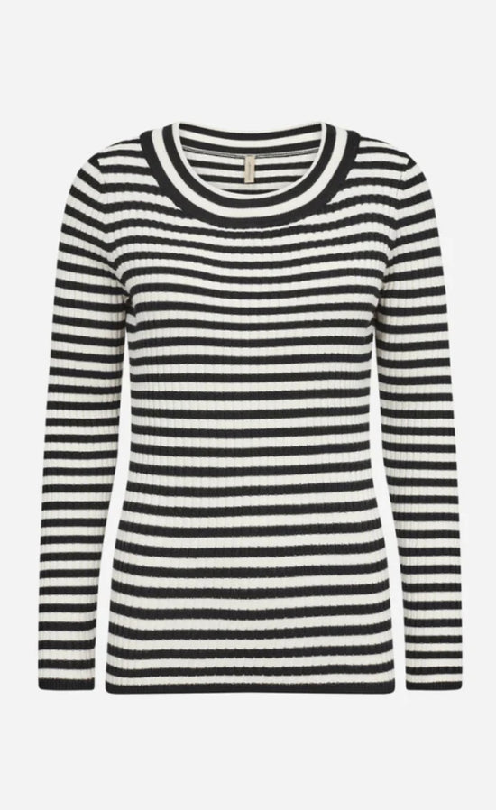 Load image into Gallery viewer, Soya Concept SC-DOLLIE STRIPE 750 PULLOVER BLACK
