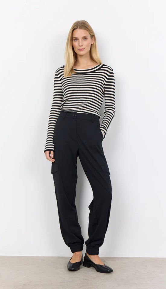 Load image into Gallery viewer, Soya Concept SC-DOLLIE STRIPE 750 PULLOVER BLACK
