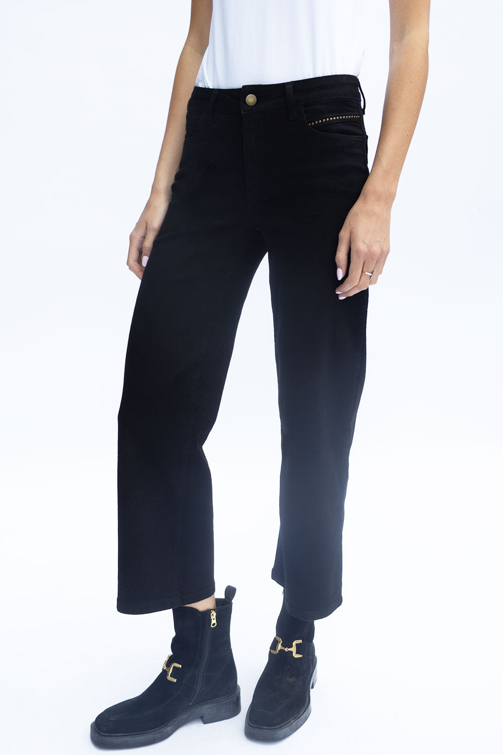 No2mor0 Napoli Wide Leg Denim Jean – 27″ Leg Black