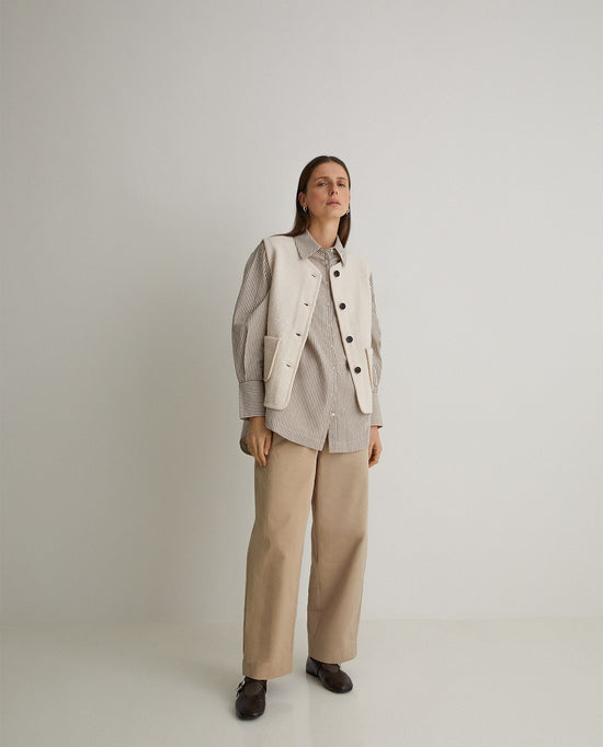 YERSE  Ecru wool-blend vest with pockets