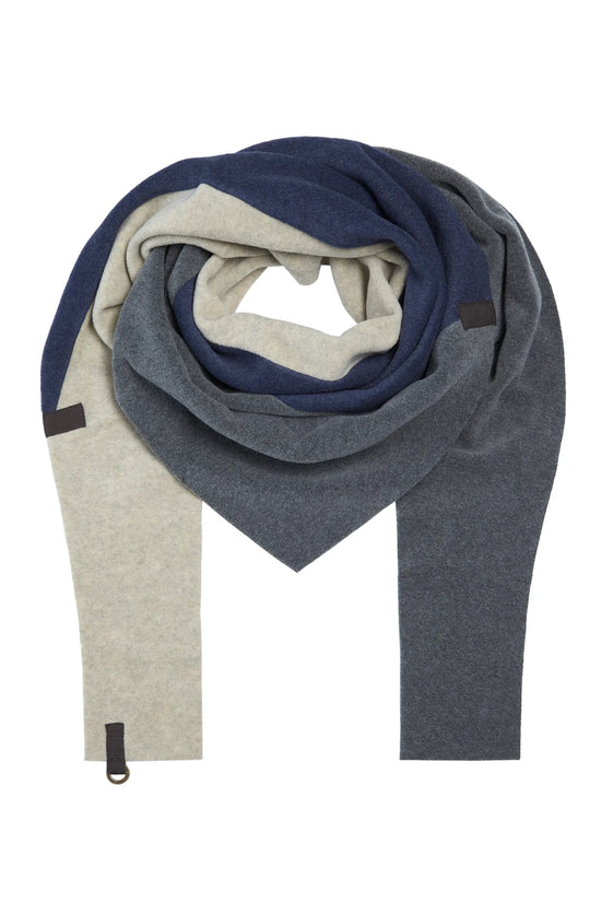 Henriette Steffensen TRIANGLE SCARF NO WASTE | 4078 DENIM/SAND/GREY