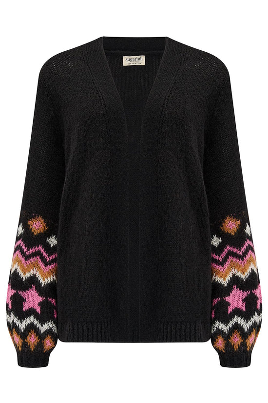 Sugarhill Brighton Yvette Cardigan - Black, Fairisle Sleeve