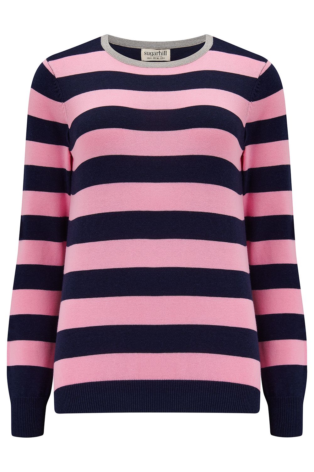 Sugarhill Brighton  Rowena Jumper - Navy/Pink, Silver Collar